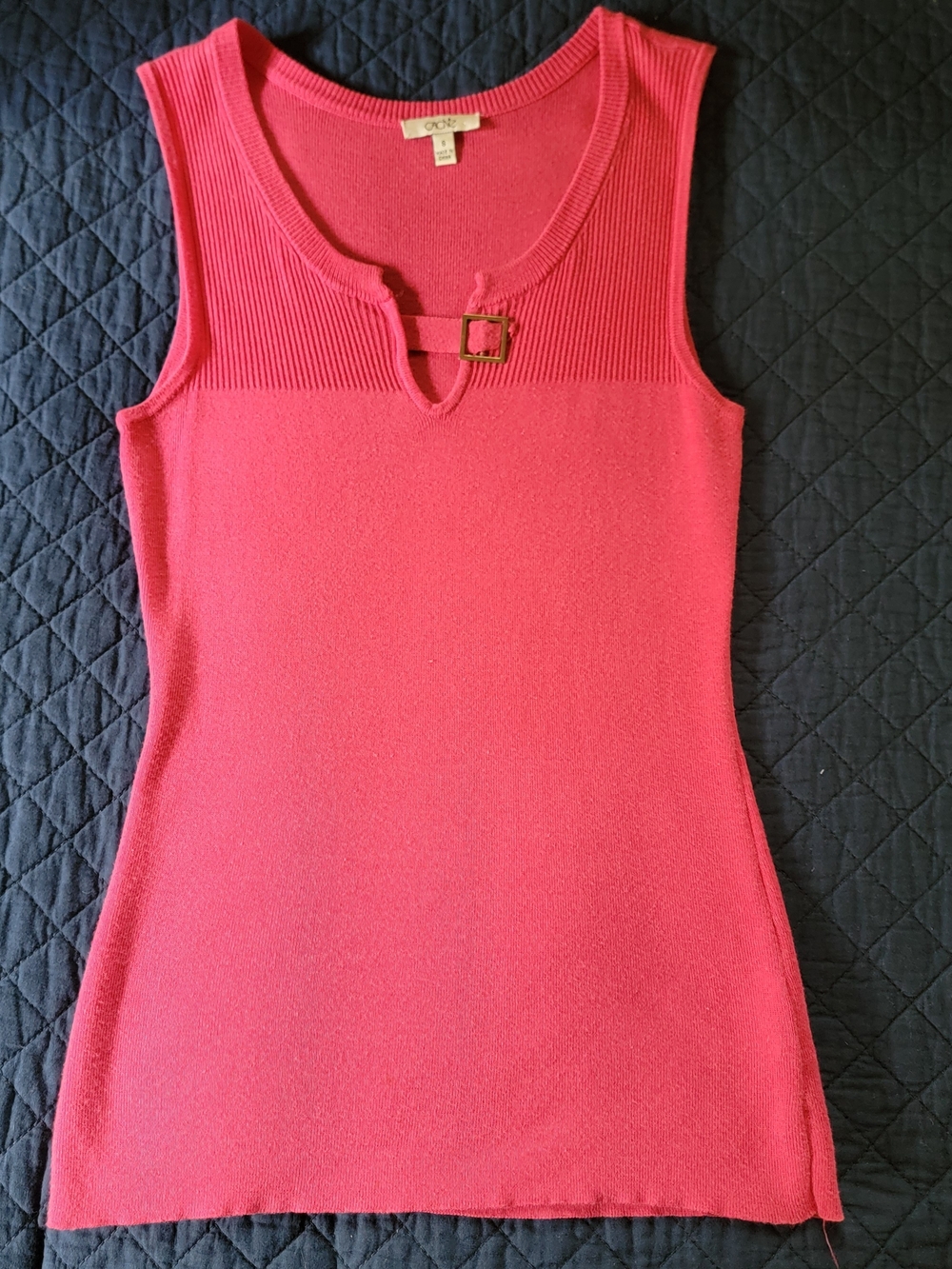 Cache Coral Pink Knit Tank with Gold Buckle